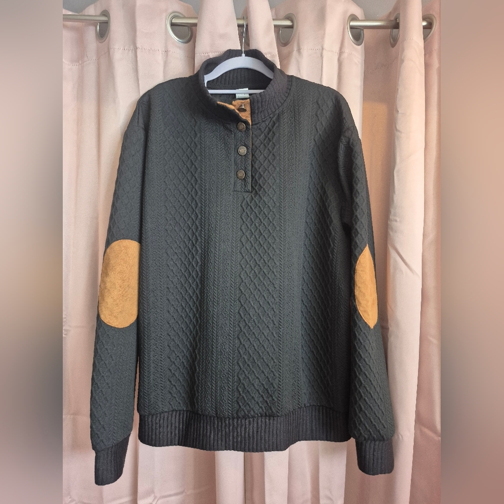 Men's Crewneck Sweater with Elbow Patches